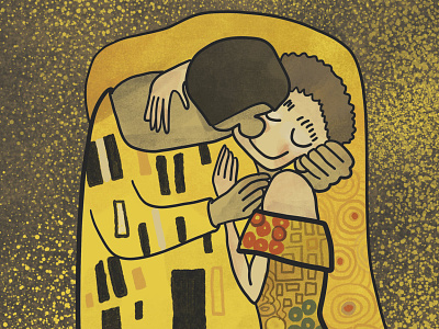 The Kiss to Lora art artwork book boy children girl illustration kiss klimt love masterpiece yellow