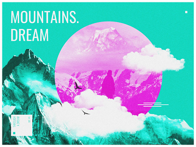 Mountains. Dream 2020 abstract collage collageart collages composition design dream flat mountains noise pink primitives vector vintage