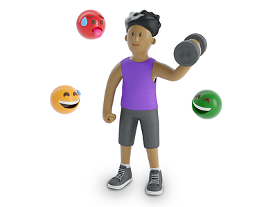 Body Condition 3d blender body boy c4d character cinema 4d dumbbells excercise face fit health healthy illustration man people role sport