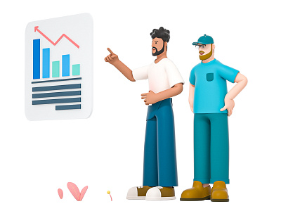 Reporfing 3d boy business c4d character chart cinema 4d data diagram friend grow humi illustration infographic man mate report reporting role team