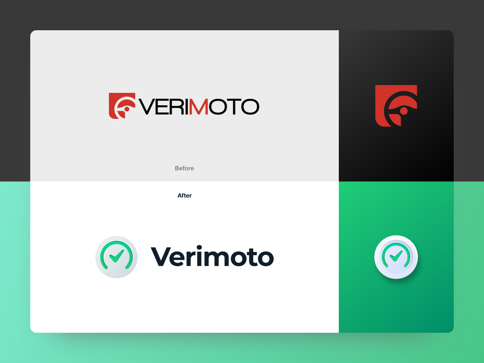 Verimoto Branding, before and after by Gus Fernandes on Dribbble
