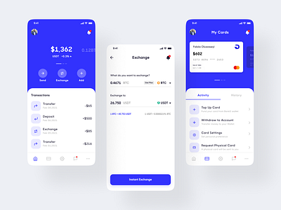 BankD - Mobile App app bank branding crypto cryptocurrency design finance fintech illustration tracking ui