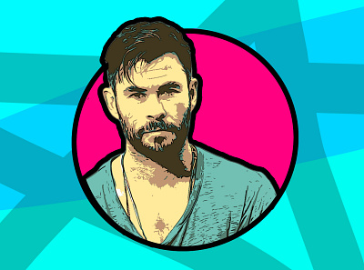 Chris Hemsworth Digital Illustration art artwork celebrity colorful design digital digital art digital illustration fanart illustration vector