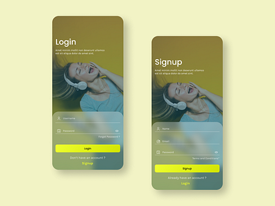 Music Player - Login and Signup UI Designs