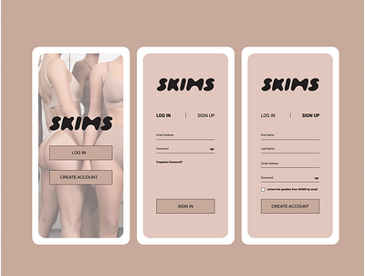 Daily UI [1/100] - Sign Up form for Skims app daily 100 challenge daily ui dailyuichallenge design ecommerce fashion app figma figma design minimal ui ux