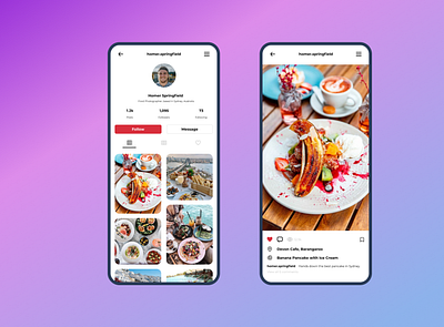 Daily UI [6/100] - User Profile for Foodie Photographers app daily 100 challenge daily ui daily ui 006 dailyui dailyuichallenge design figma figma design food app foodphotography ui user profile