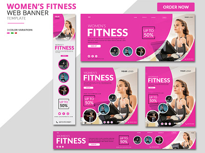 Women's Fitness Web Banner ads ads design advertising banner banner ads branding fitness web webbanner womens