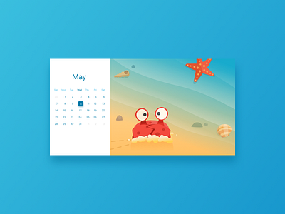 5 beach calendar crab sea shells