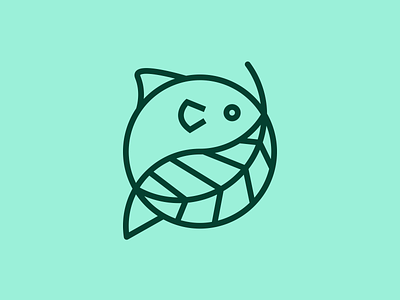 Fish & Leaf animal icon design flat graphic design icon illustration illustrator logo minimal vector