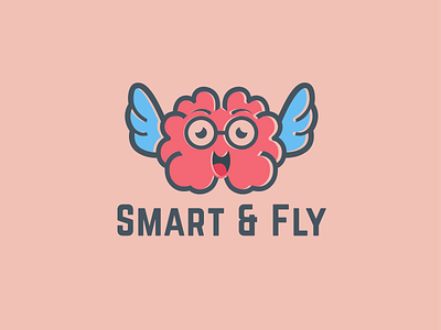 Smart&Fly brain design flat flyer graphicdesign illustration logo logodesign minimal smart vector