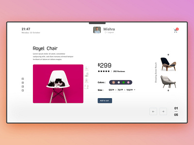 Chair Shopping Page chair cart chair landing page. chart decoration design minimal ui ux web