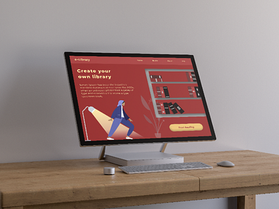 E-library landing page books design illustration interface library mockup ui ux uxui web web design web ui
