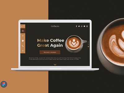 Cofficito landing page clean coffee cup coffeeshop design ui uiux ux web web design