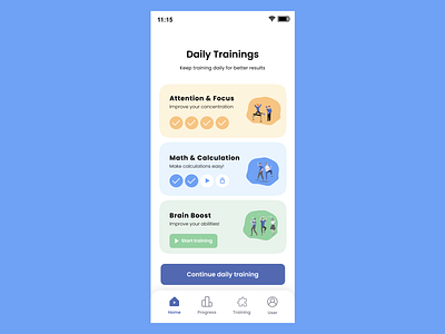 Daily Training Home Page Design clean illustration minimal mobile mobile app mockup modern simple training twitter uiux
