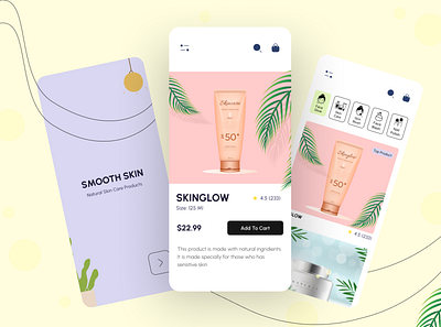 Skin Care – App UI Design app design app ui design app ux design clean clean app clean ui clean ui design cosmetics design ios app design skincare ui uiux ux