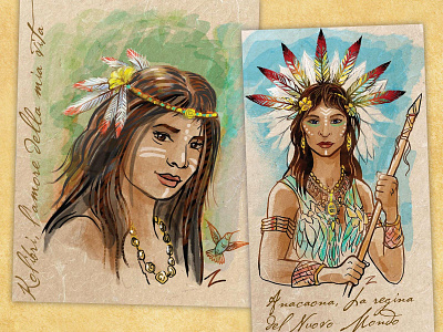 Zemi drawings, Kolibri and Anacaona