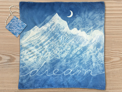 Indigo Art Bandana bandana cotton craft dream label mood moon nightime product profile shibori textile wearable
