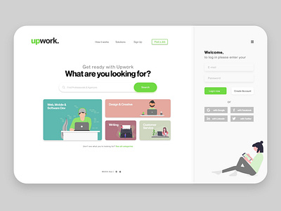 Upwork - redesign adobe xd design flat icon illustration minimal typography vector web website