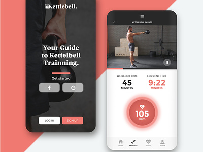 Kettlebell Trainning App adobe xd app branding design typography ui ux