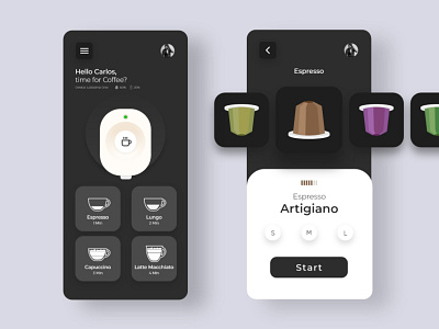 Coffee Machine UI App adobe xd animation app design flat minimal ui ux