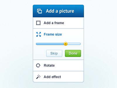 Editor menu blue editor green button menu picture scale