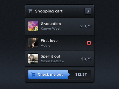 Shopping cart album cart checkout delete kanye music shopping west