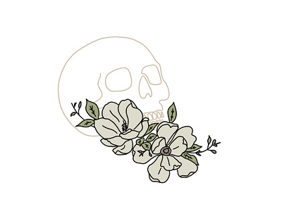 Magnolia drawing flower illustration ipad pro line magnolia monoline procreate skull