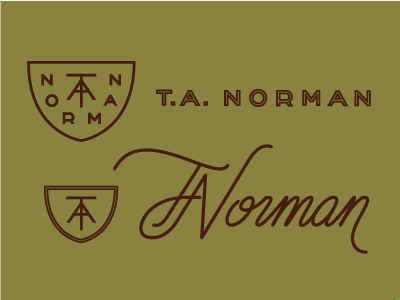 T. A. Norman austin badge logo logotype monogram script symbol