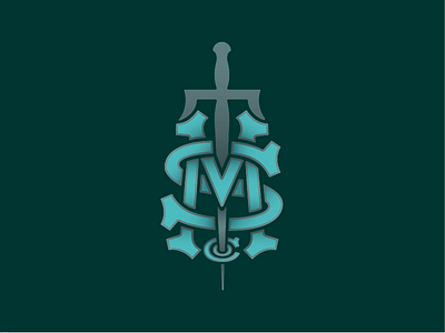 MS Co. blue cocktail cool design drink icon logo monogram sword