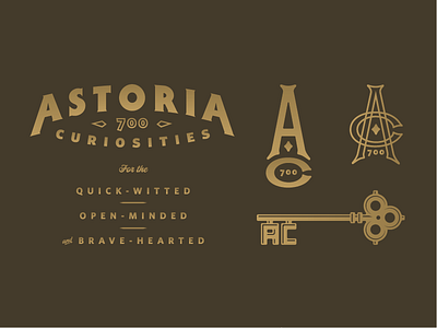 For the Quick-Witted design gold key logotype monogram type