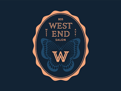 West End austin badge butterfly hair icon logo salon texas w