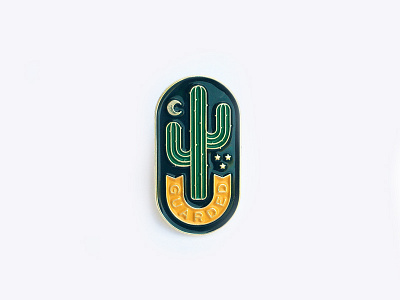 Guarded Enamel Pin cactus desert design enamel pin flair icon moon stars swag