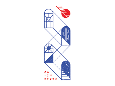 Welcome Home art cactus home ladder open road portal print risograph stairway to nowhere sun