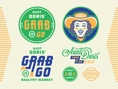 Aunt Doris branding design food grabngo health healthy market iconography illustration logo type