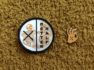 Better Half Swag design enamel pin hand icon logo patch pin skeleton swag
