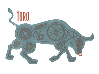 El Toro bike bull illustration opacity poster silkscreen