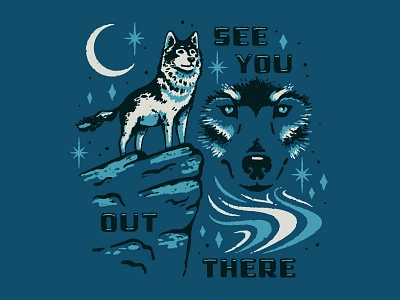 See ya animal cliff moon mystical wolf wolf face