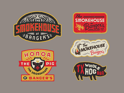 Smokehouse austin badge bbq logo logotype patch pig smoke smokehouse texas whole hog