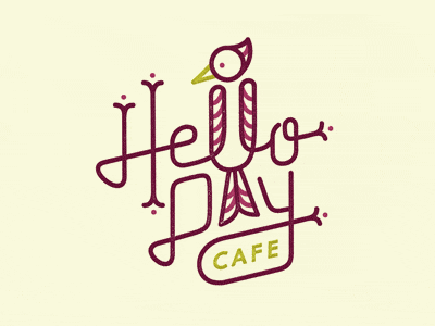 Hello Day Cafe bird cafe custom type logo moroccan put a bird on it