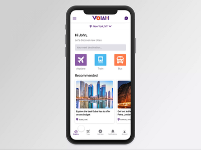 Explore new destinations with Voiah airports animation app community design earn money ios travel travel app ui