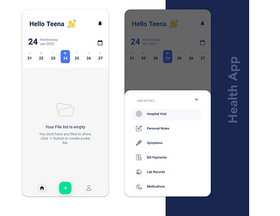 Health Record dailytasks healthapp healthrecord hospital managehealth ui ui design