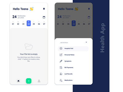 Health Record dailytasks healthapp healthrecord hospital managehealth ui ui design