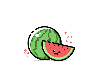 watermelon character design fruit icon illustration watermelon