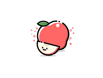 apple character fruit icon logo vector