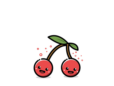 cherry character cherry fruit icon illustration logo vector