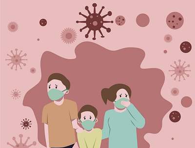 restless family because of covid-19 character covid 19 design vector virus wuhan