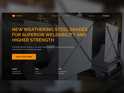 Metalworking Company business website corporate website first page first screen metal web design webdesign website website design