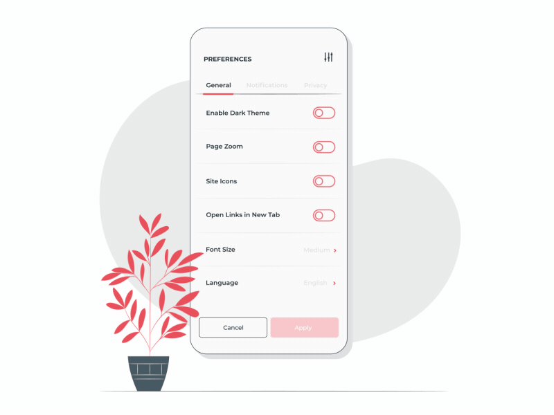 Mobile Preferences iOS animation app debut debutshot flower gif illustration invitation ios loop minimal mobile new settings smartphone ui ux