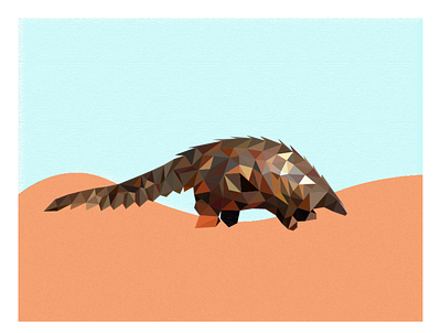 Pangolin in the Desert desert grains illustration lowpoly lowpolyart pangolin