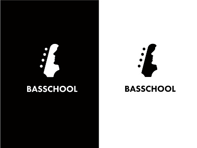 BASSCHOOL / Brand Identity (Black&White) bass bass guitar branding design guitarist icon identity instrument logo instruments logo logodesign logotype music vector